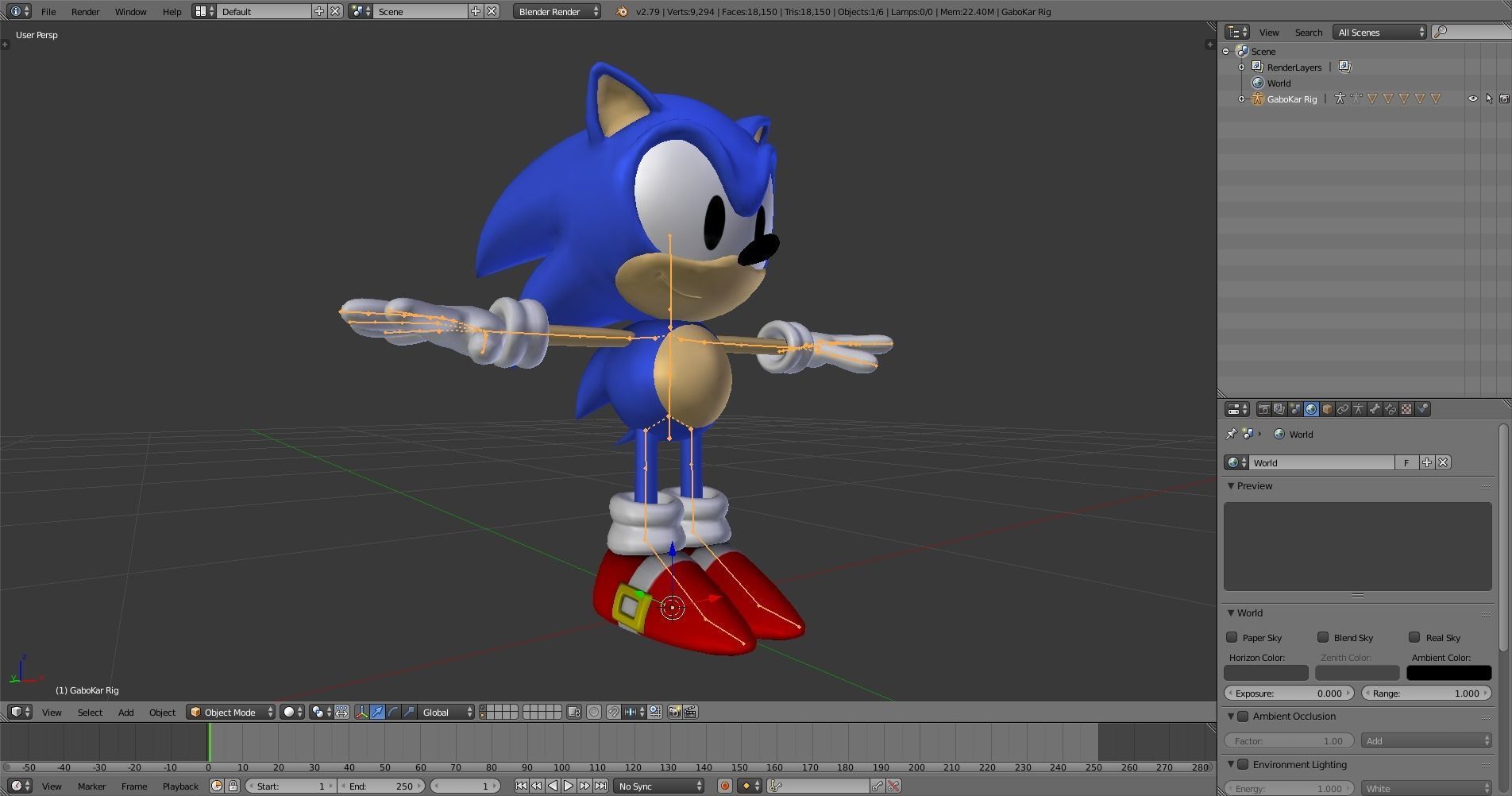 CLASSIC SONIC - FULL RIGGED - GABOKAR 3D model_5