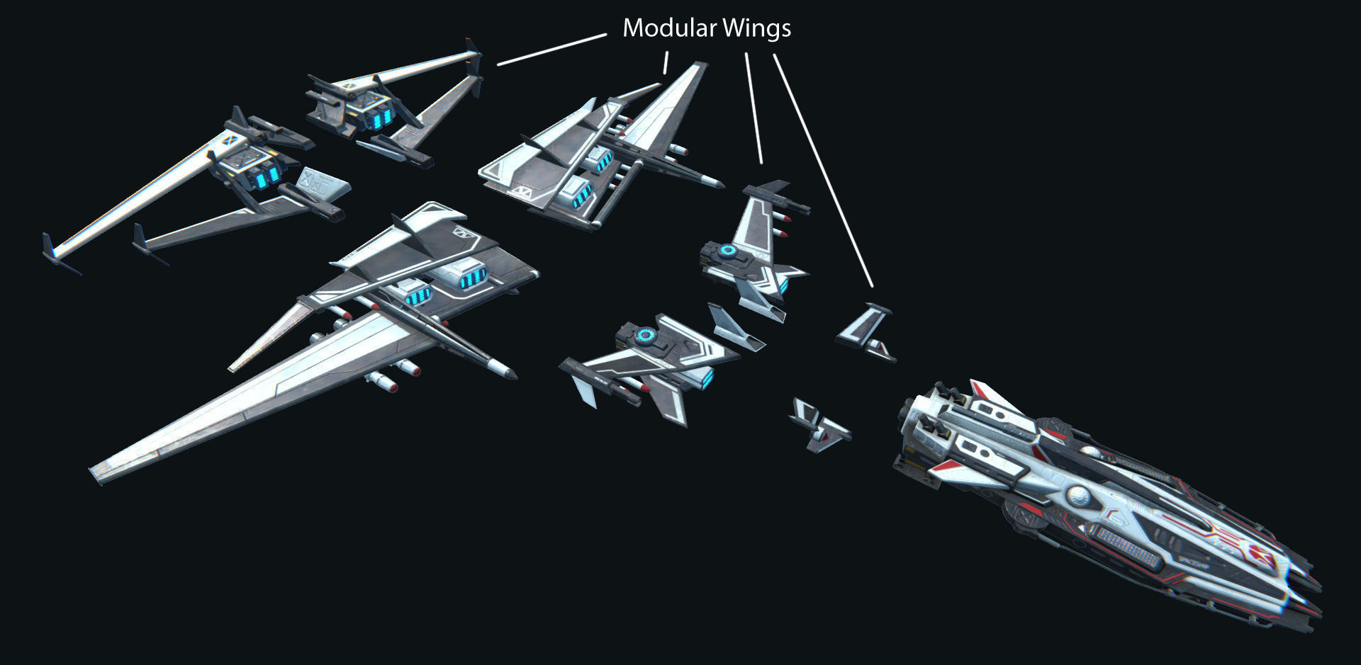 PBR Modular Spaceships v1 Low-poly 3D model_27