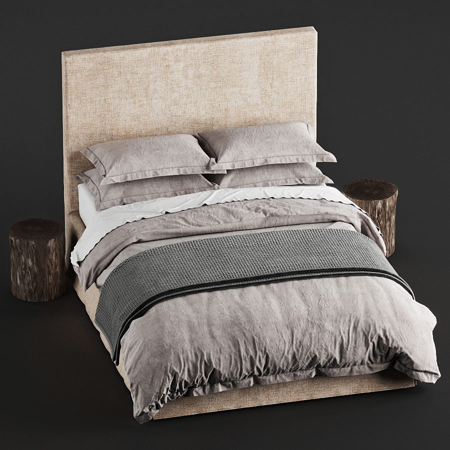 Restoration Hardware PARSONS SLIPCOVERED BED 3D model_1