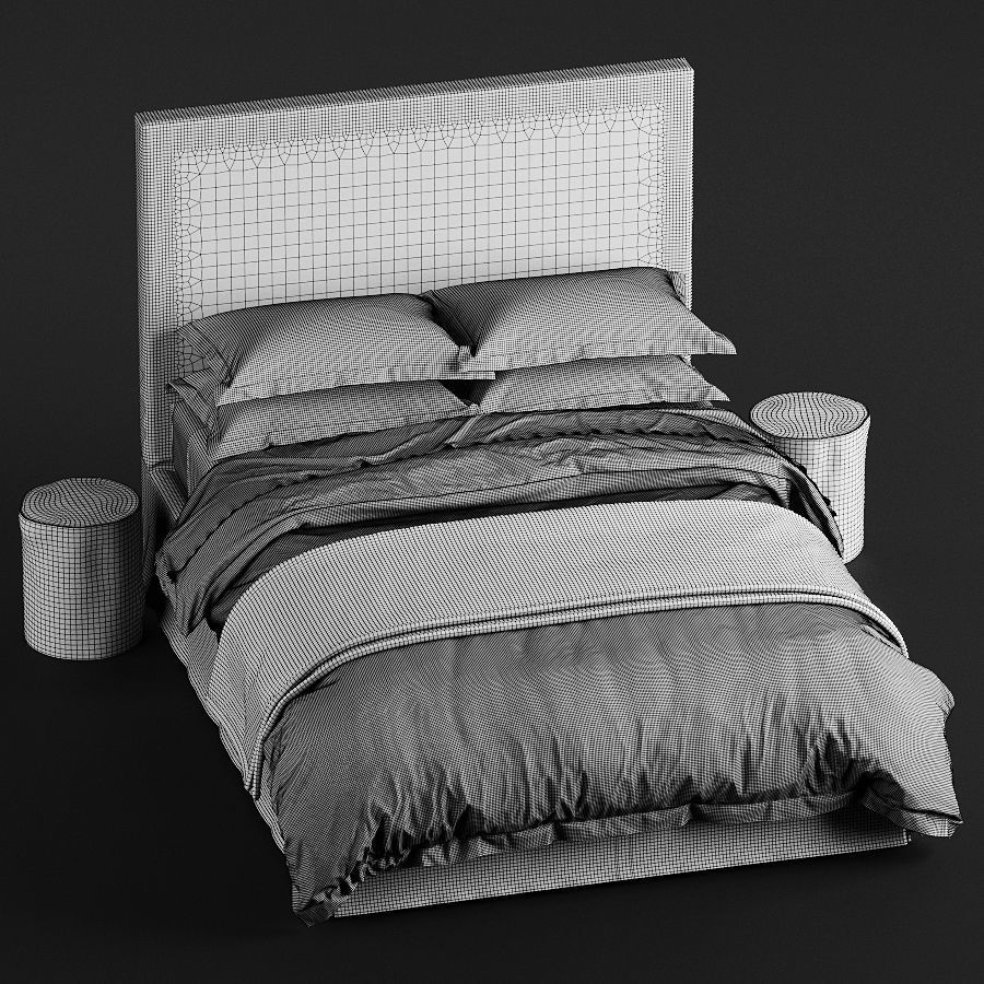 Restoration Hardware PARSONS SLIPCOVERED BED 3D model_2