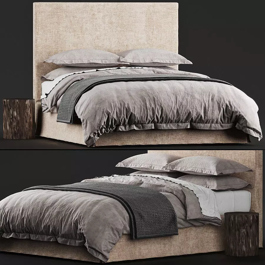 Restoration Hardware PARSONS SLIPCOVERED BED 3D model_0