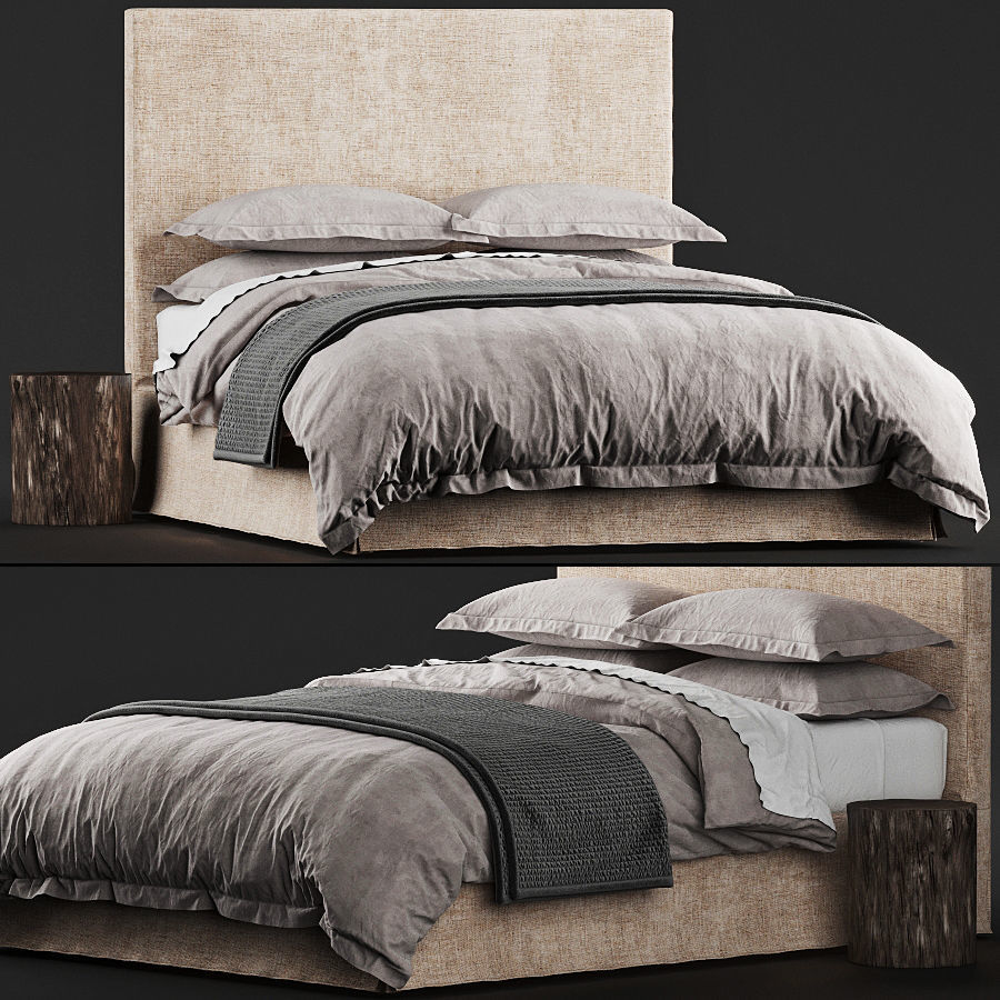 Restoration Hardware PARSONS SLIPCOVERED BED 3D model CGTrader