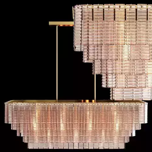 RH SIRENE LINEAR CHANDELIER 54 Brass Clear Glass  3D model