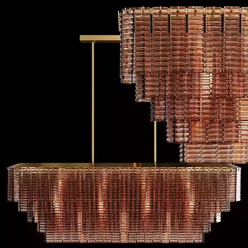 RH SIRENE LINEAR CHANDELIER 54 Brass Smoke Glass