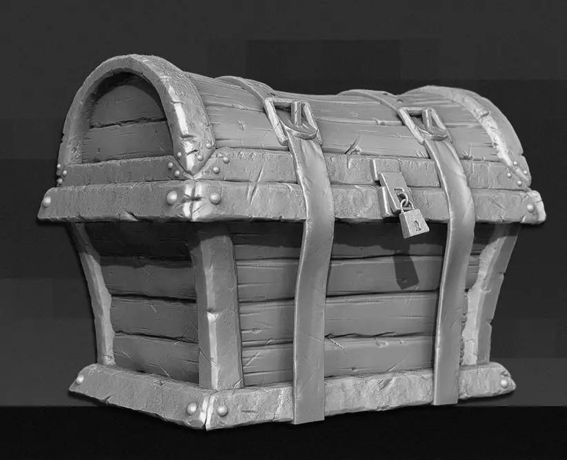 3D Treasure Chest - High Poly 3D model_0