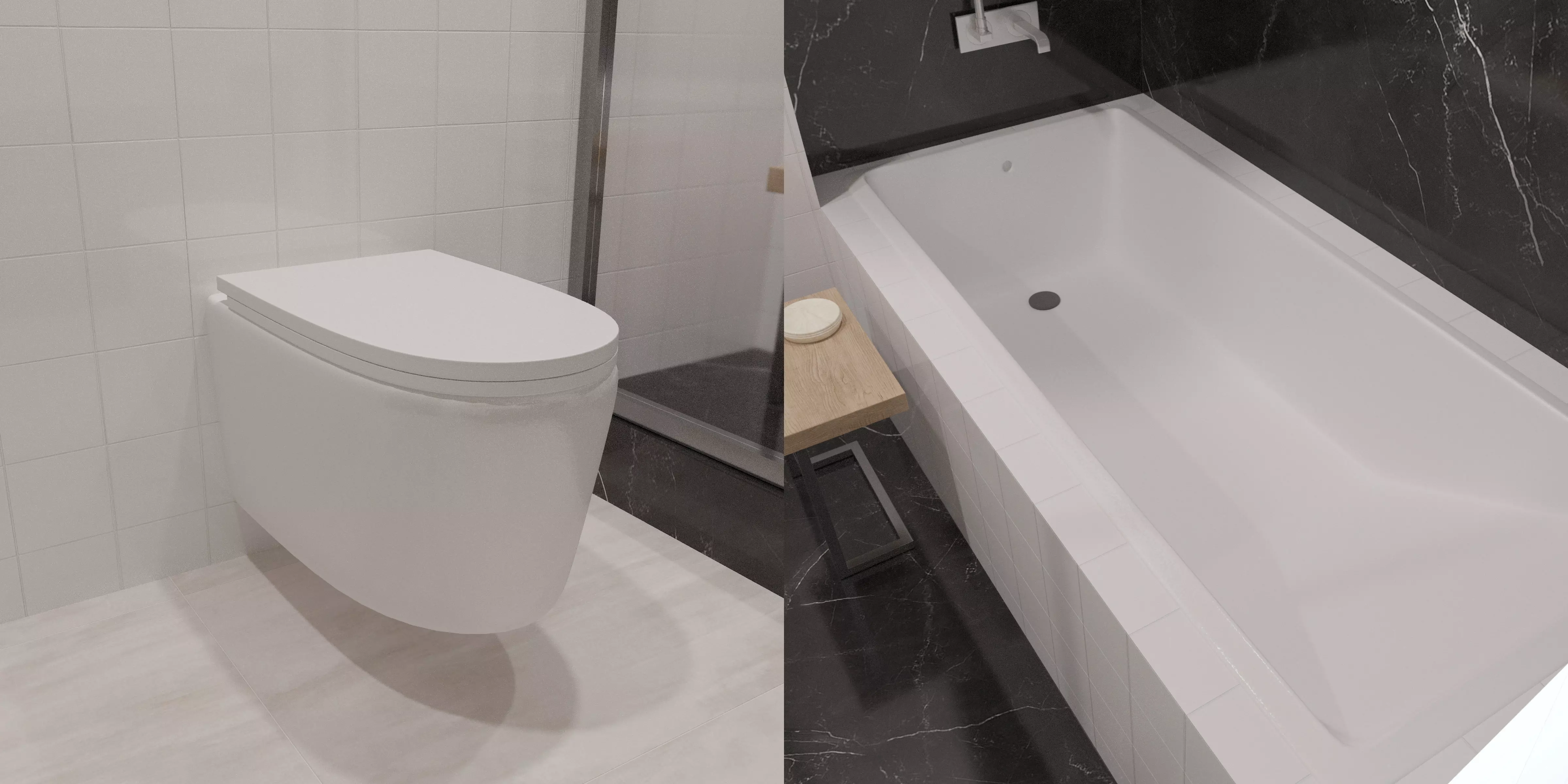 Toilet and Bathtub Model 3D Model Collection_0