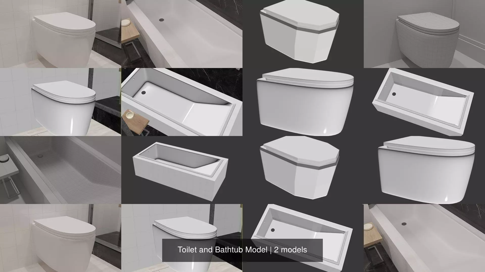 Toilet and Bathtub Model 3D Model Collection_1