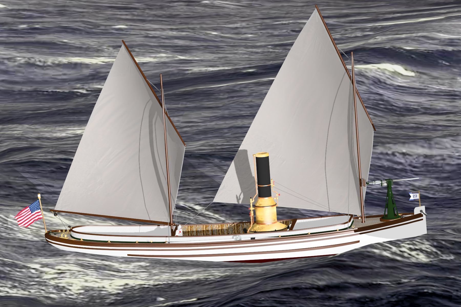 US Navy Steam Cutter 40 ft  ca  1900 3D model_29