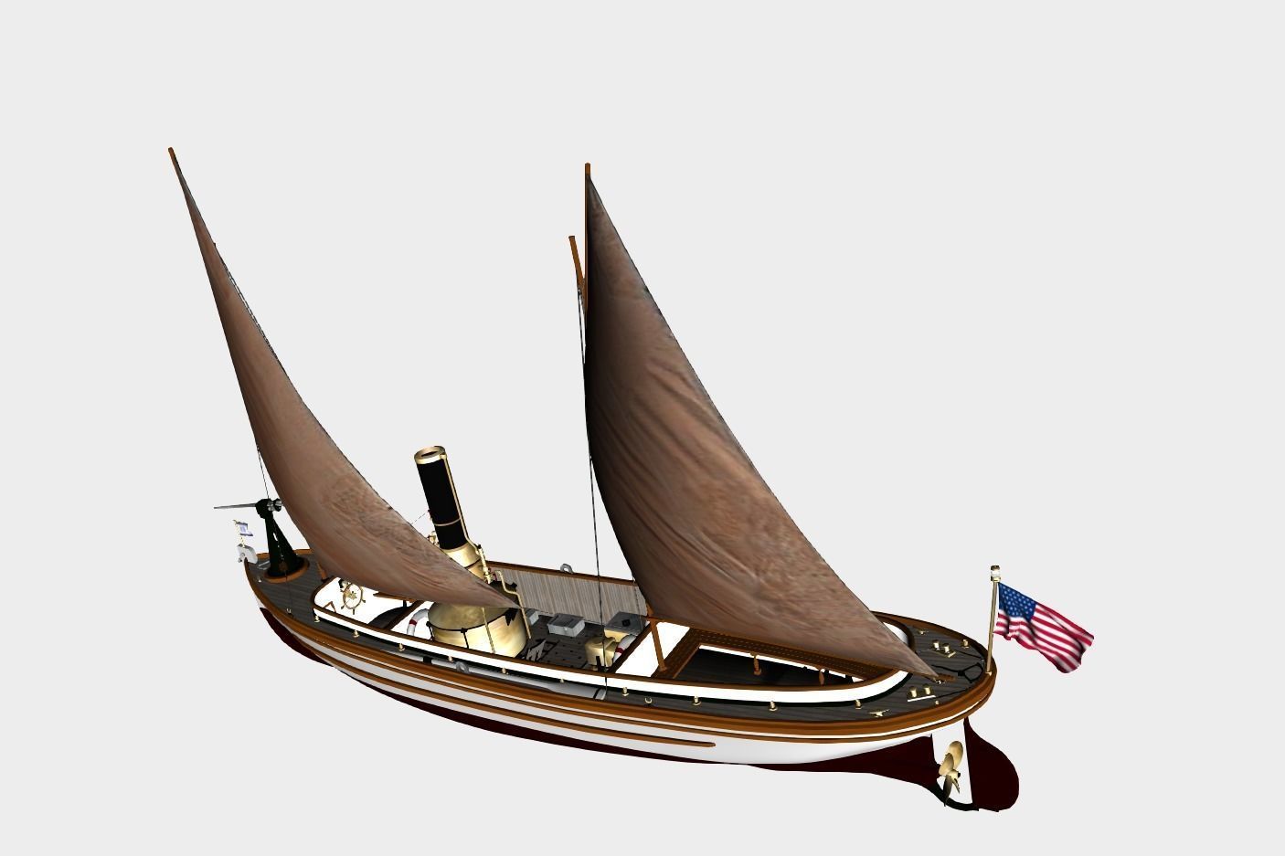 US Navy Steam Cutter 40 ft  ca  1900 3D model_5