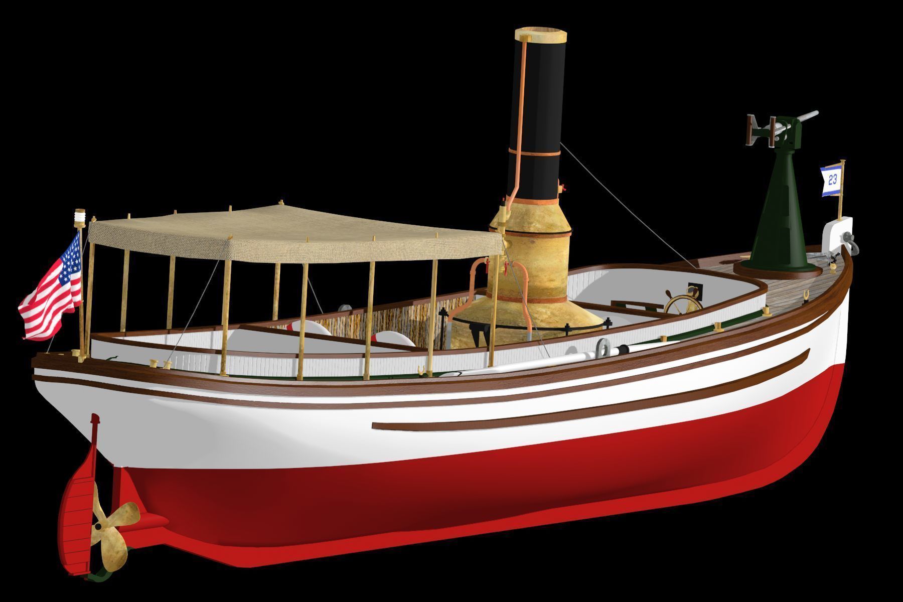 US Navy Steam Cutter 40 ft  ca  1900 3D model_8