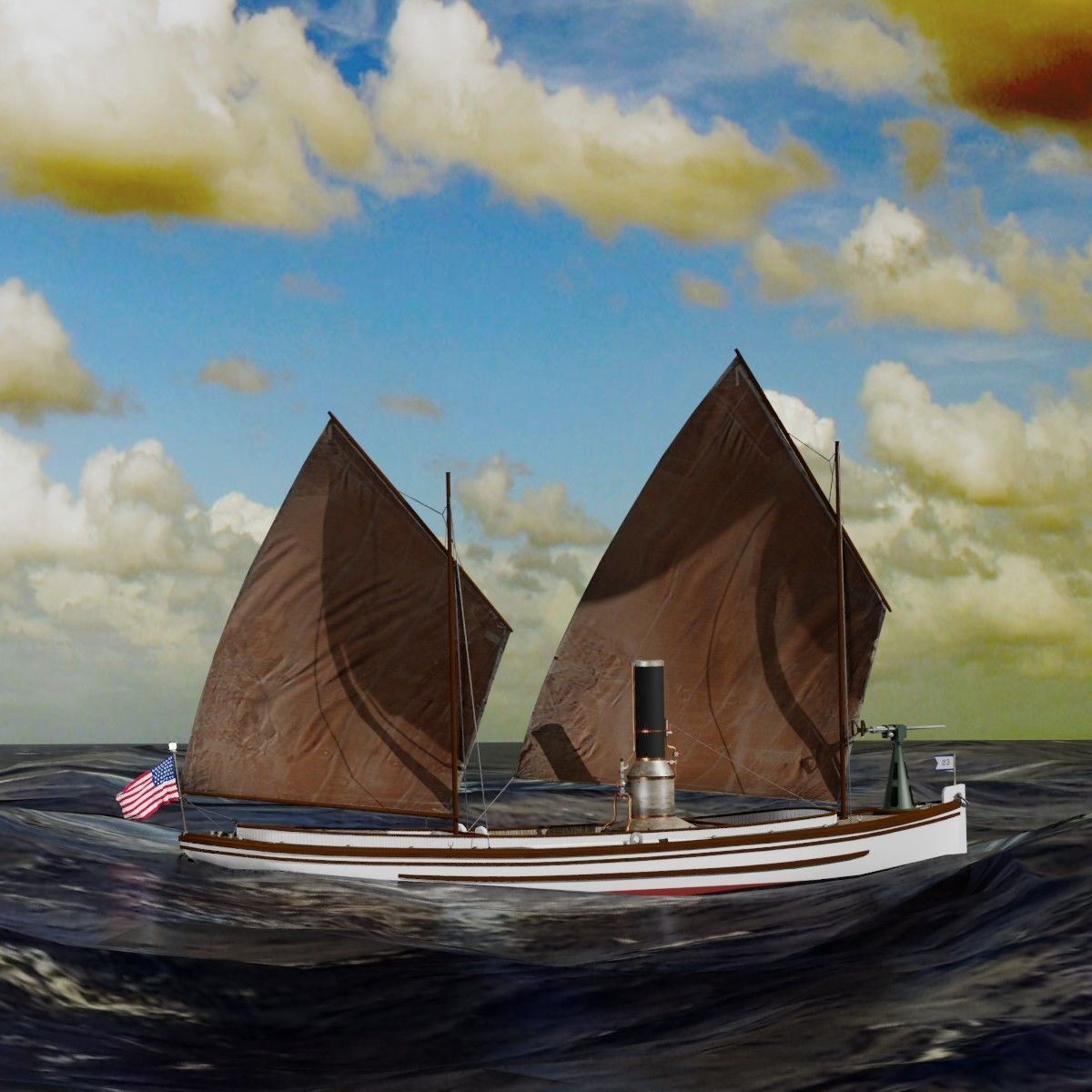 US Navy Steam Cutter 40 ft  ca  1900 3D model_4