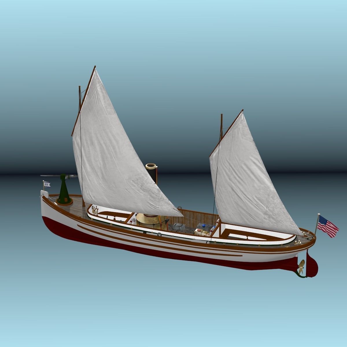 US Navy Steam Cutter 40 ft  ca  1900 3D model_53