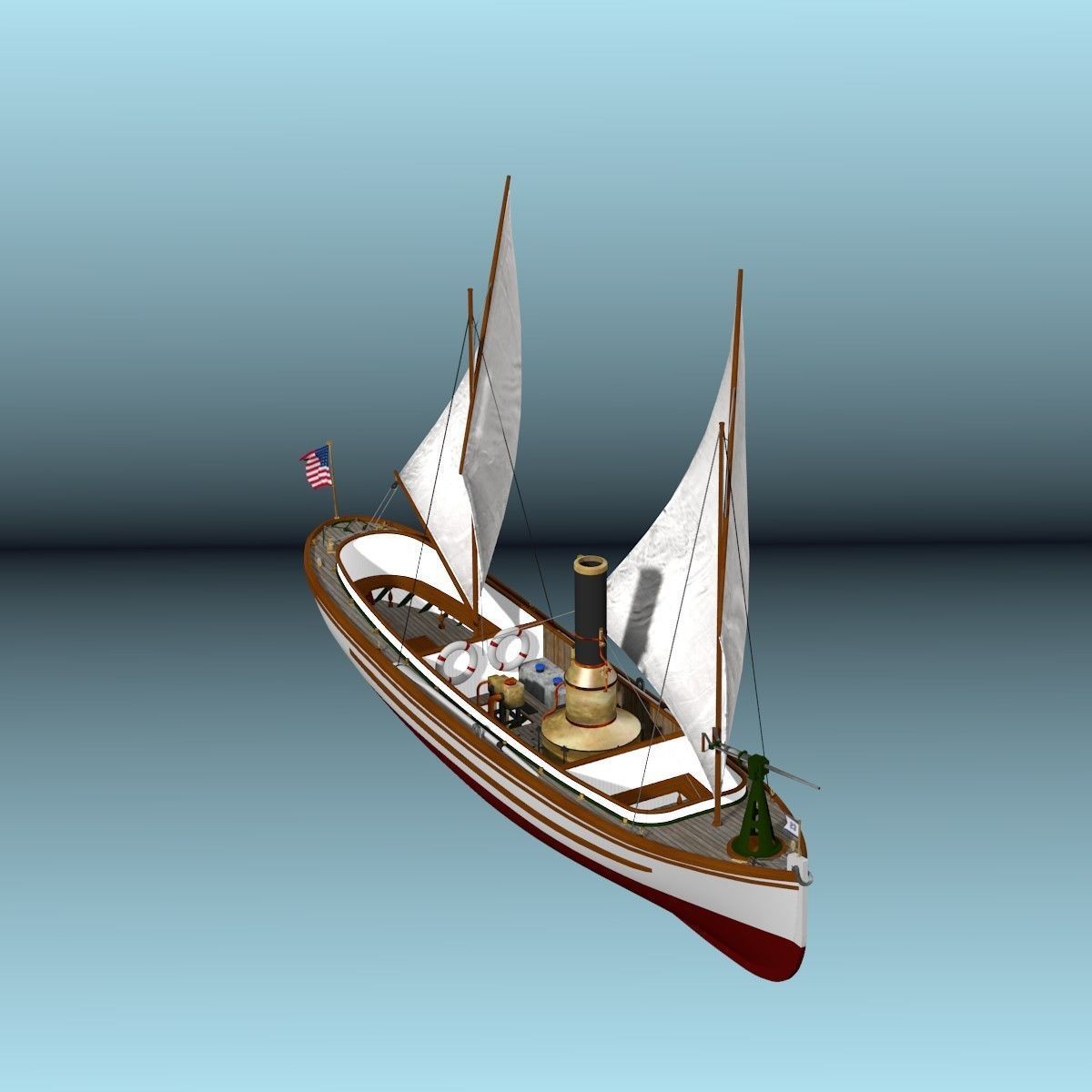 US Navy Steam Cutter 40 ft  ca  1900 3D model_39