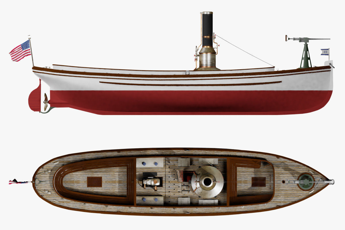US Navy Steam Cutter 40 ft  ca  1900 3D model_15
