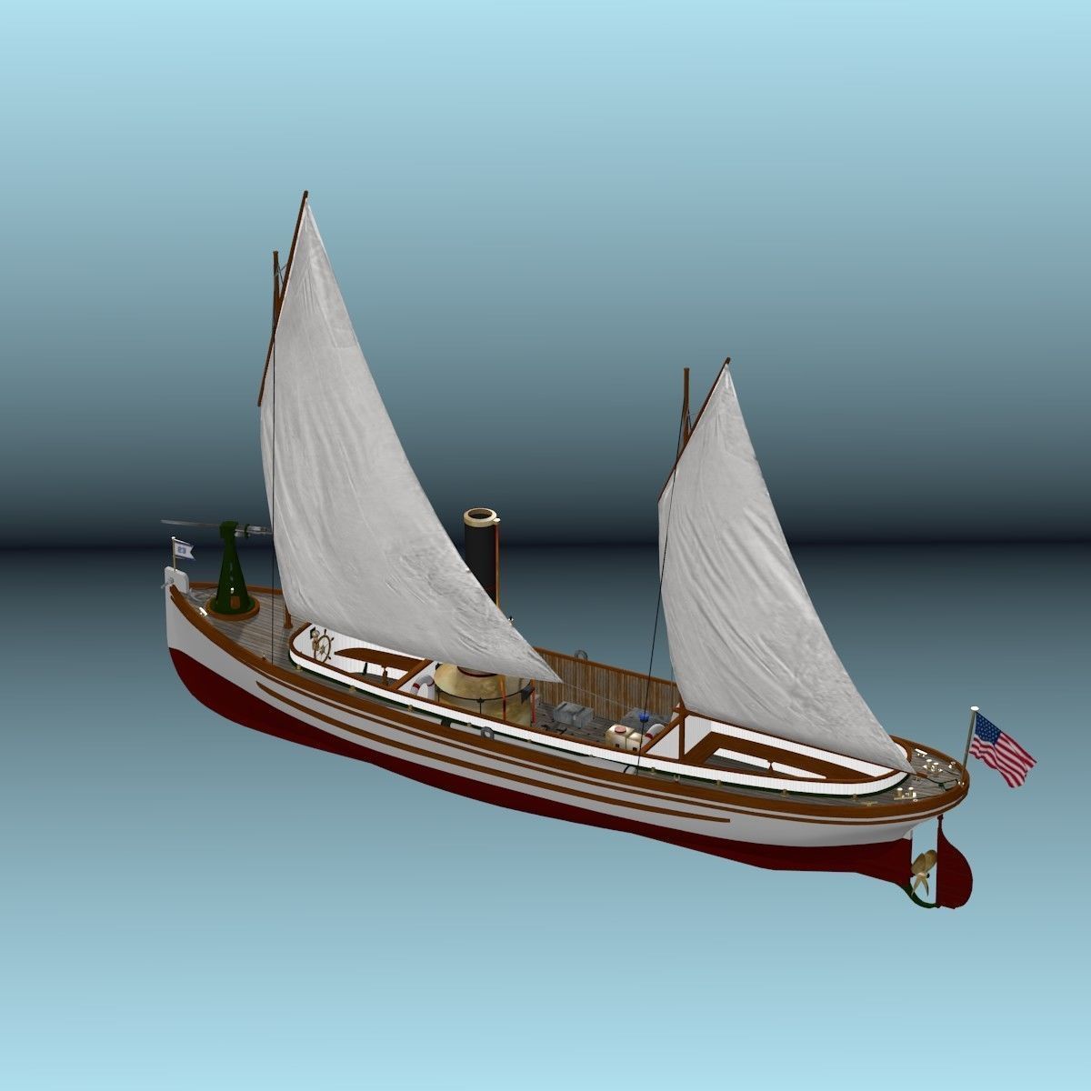 US Navy Steam Cutter 40 ft  ca  1900 3D model_54