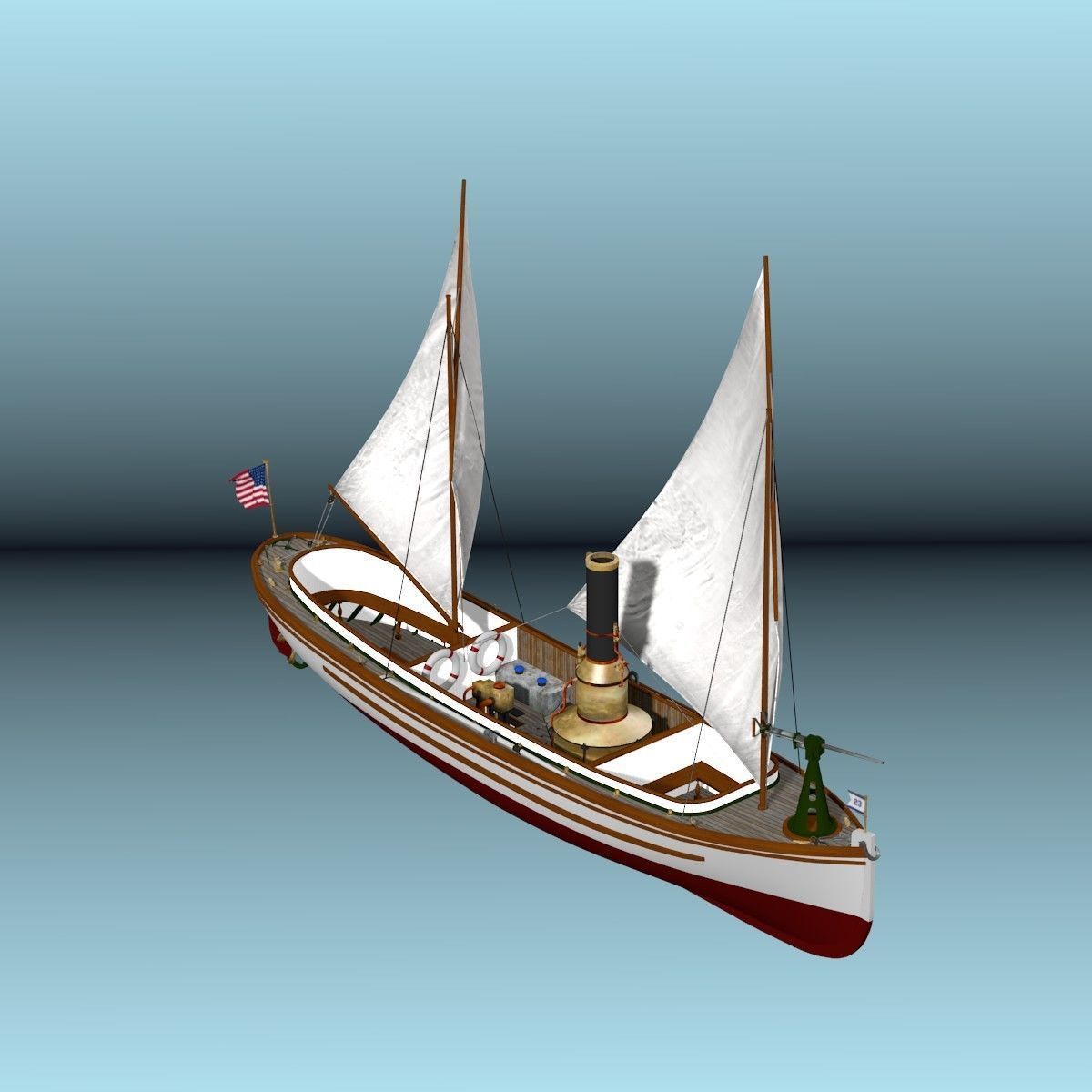 US Navy Steam Cutter 40 ft  ca  1900 3D model_38
