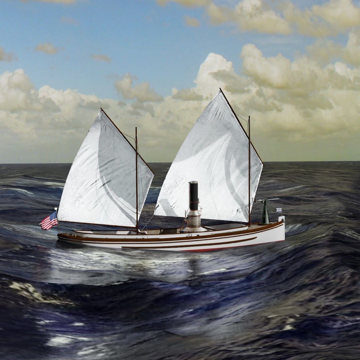 US Navy Steam Cutter 40 ft  ca  1900 3D model_1