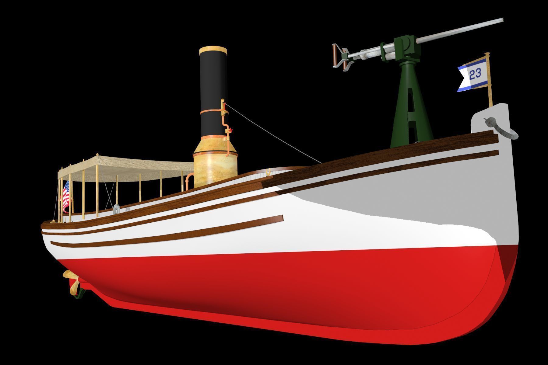 US Navy Steam Cutter 40 ft  ca  1900 3D model_9