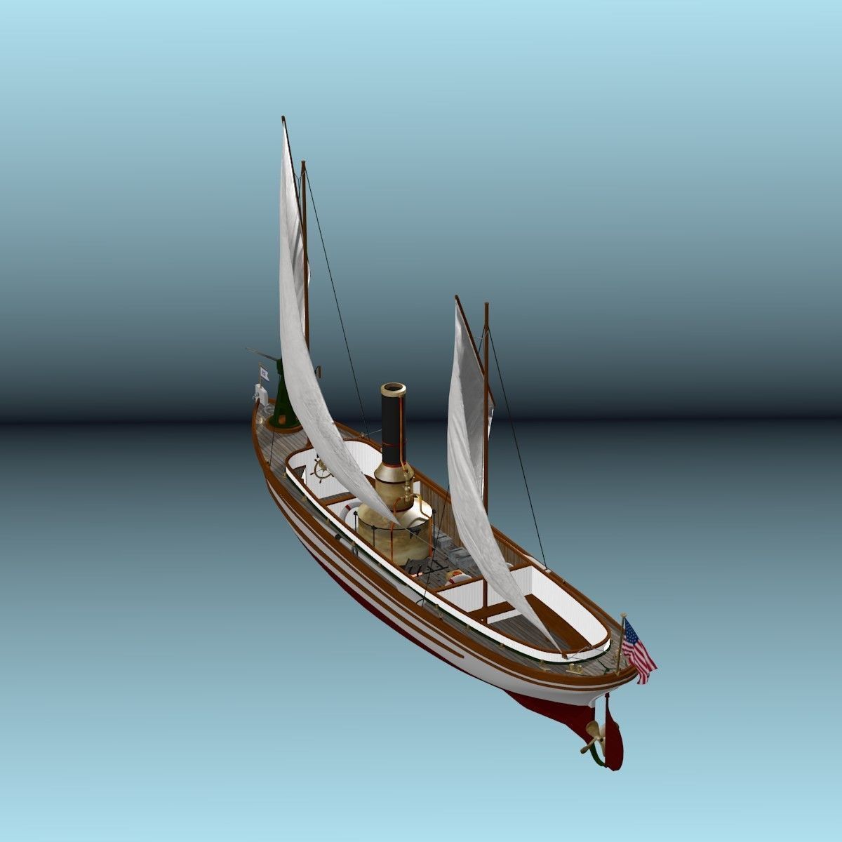 US Navy Steam Cutter 40 ft  ca  1900 3D model_57