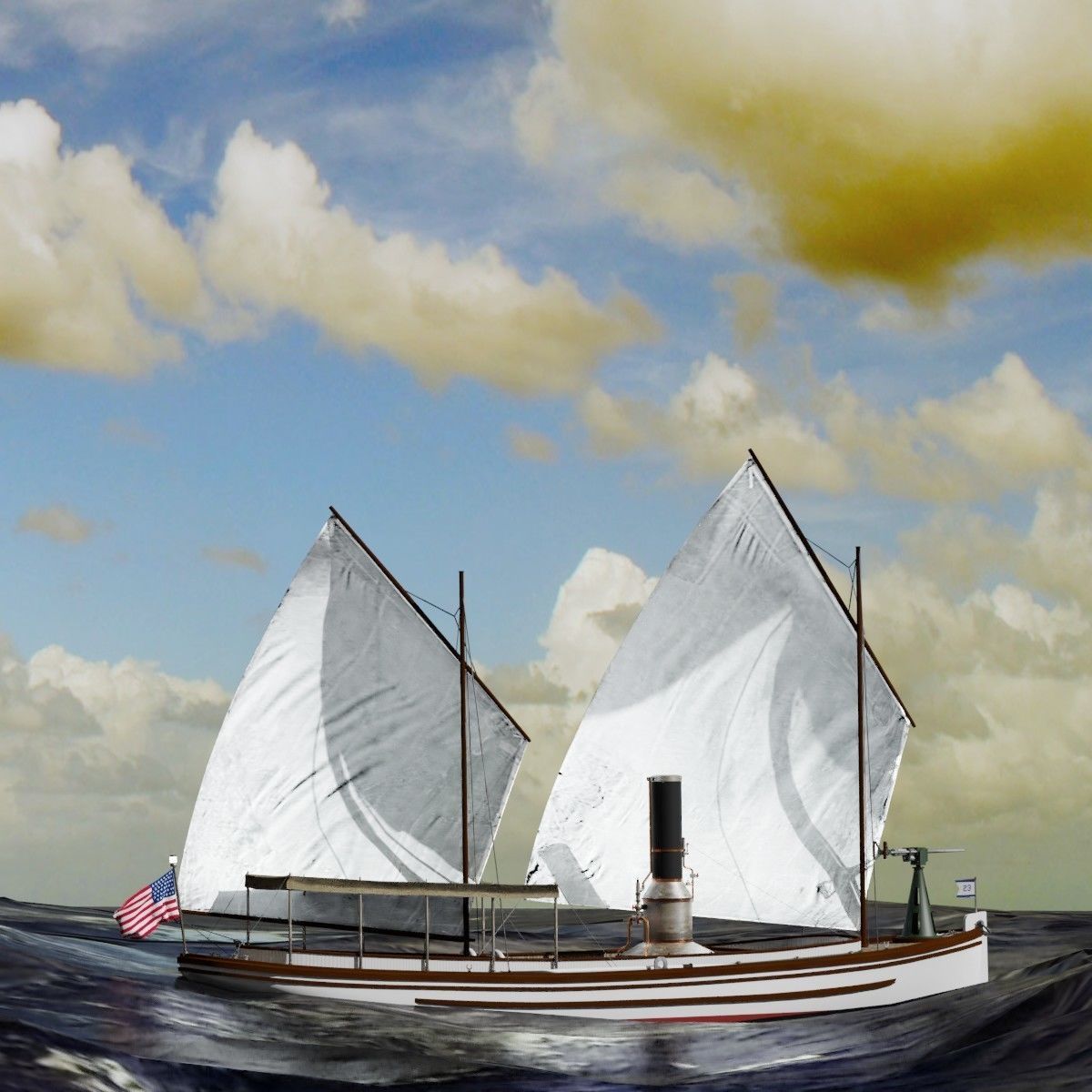 US Navy Steam Cutter 40 ft  ca  1900 3D model_69