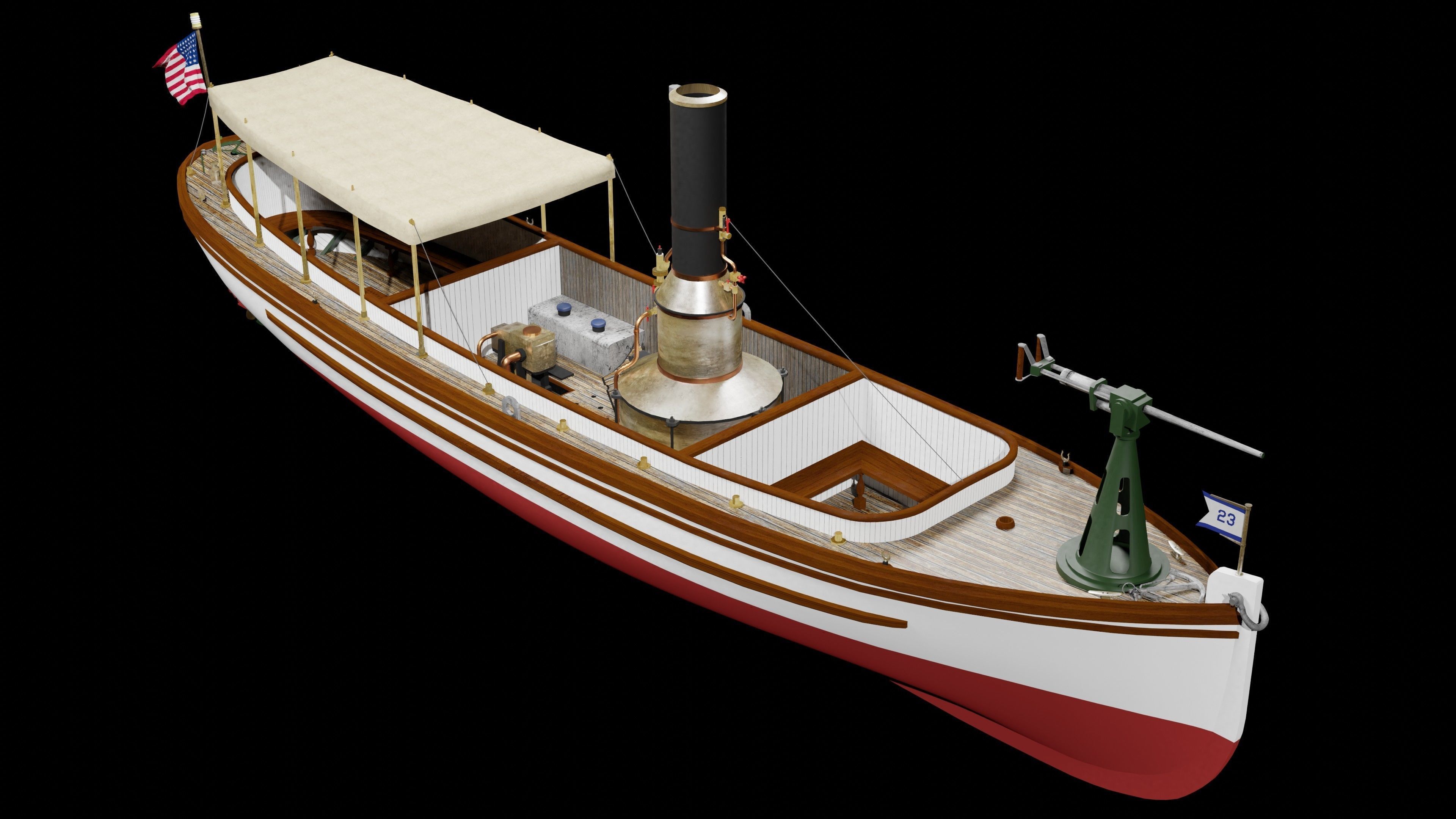US Navy Steam Cutter 40 ft  ca  1900 3D model_10