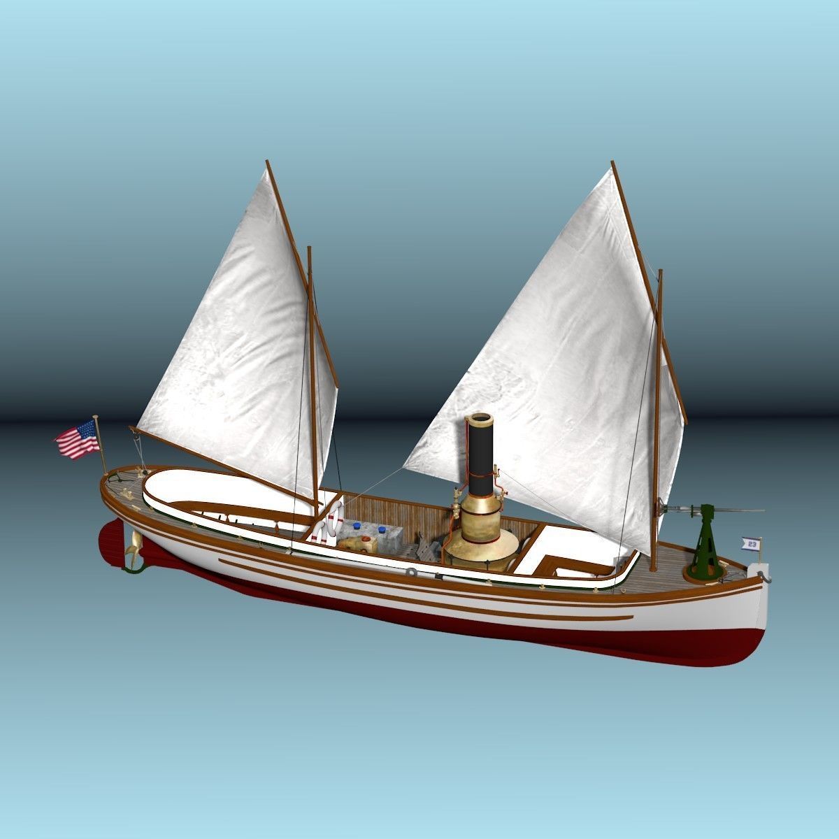 US Navy Steam Cutter 40 ft  ca  1900 3D model_35