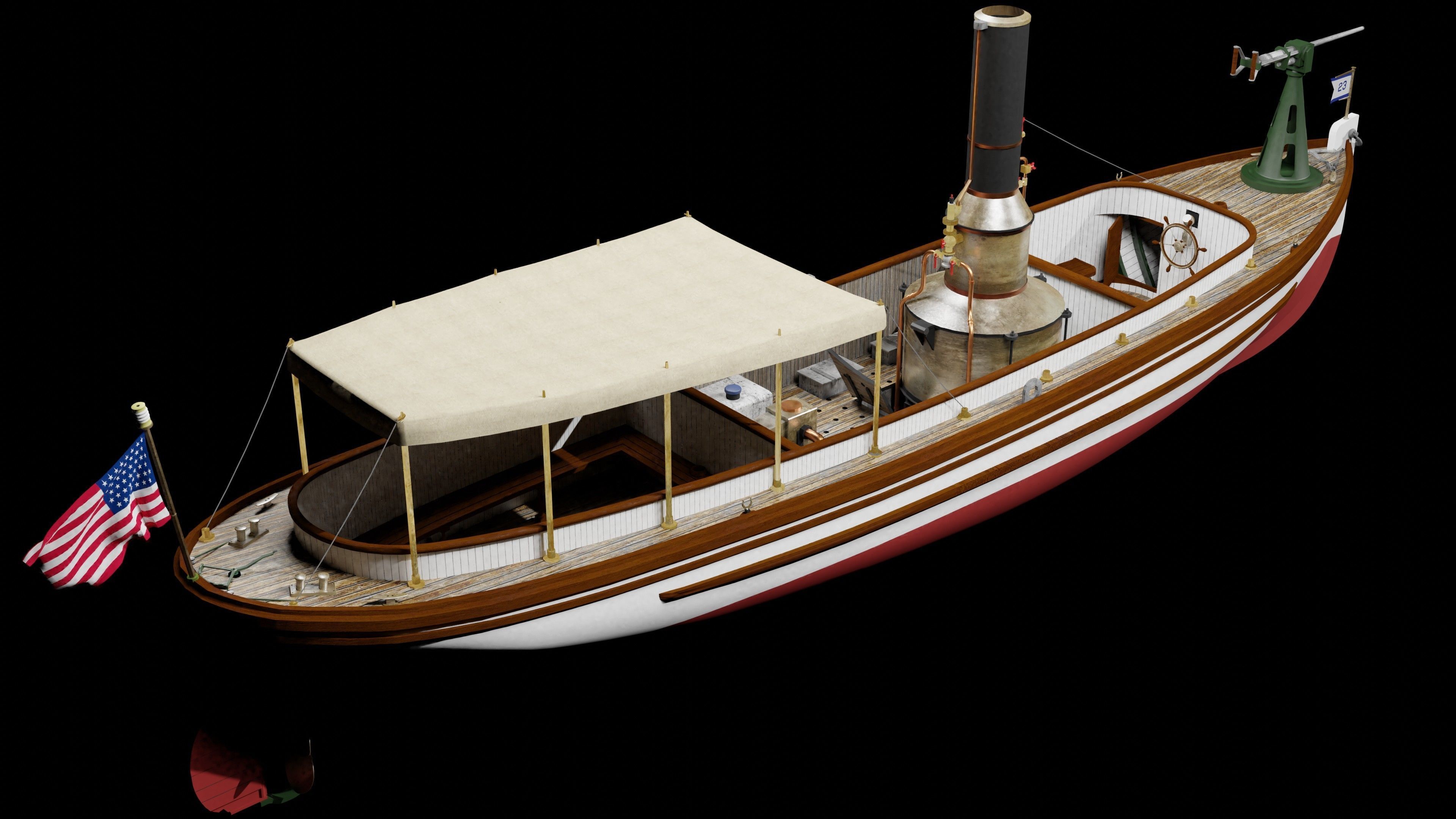US Navy Steam Cutter 40 ft  ca  1900 3D model_11