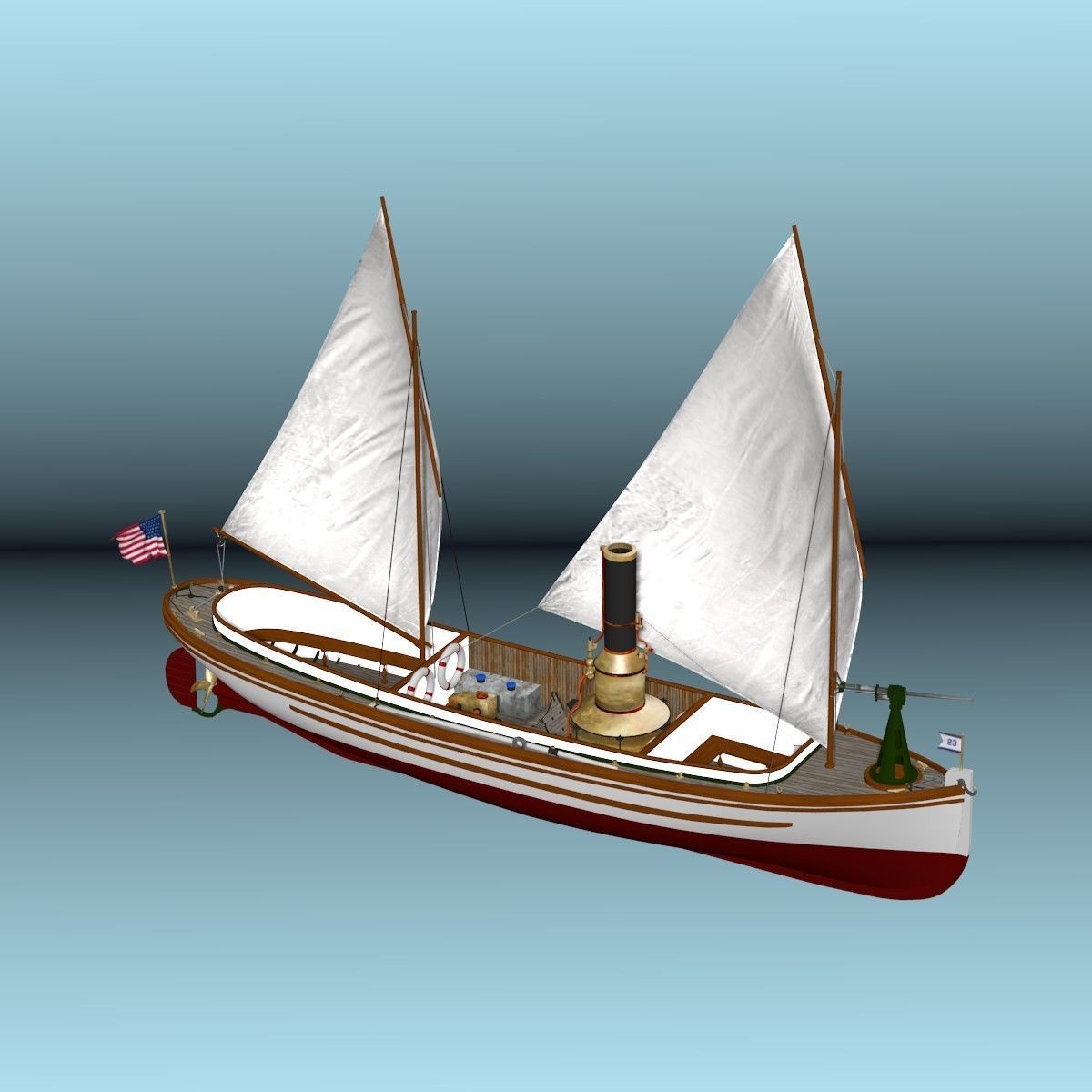 US Navy Steam Cutter 40 ft  ca  1900 3D model_36