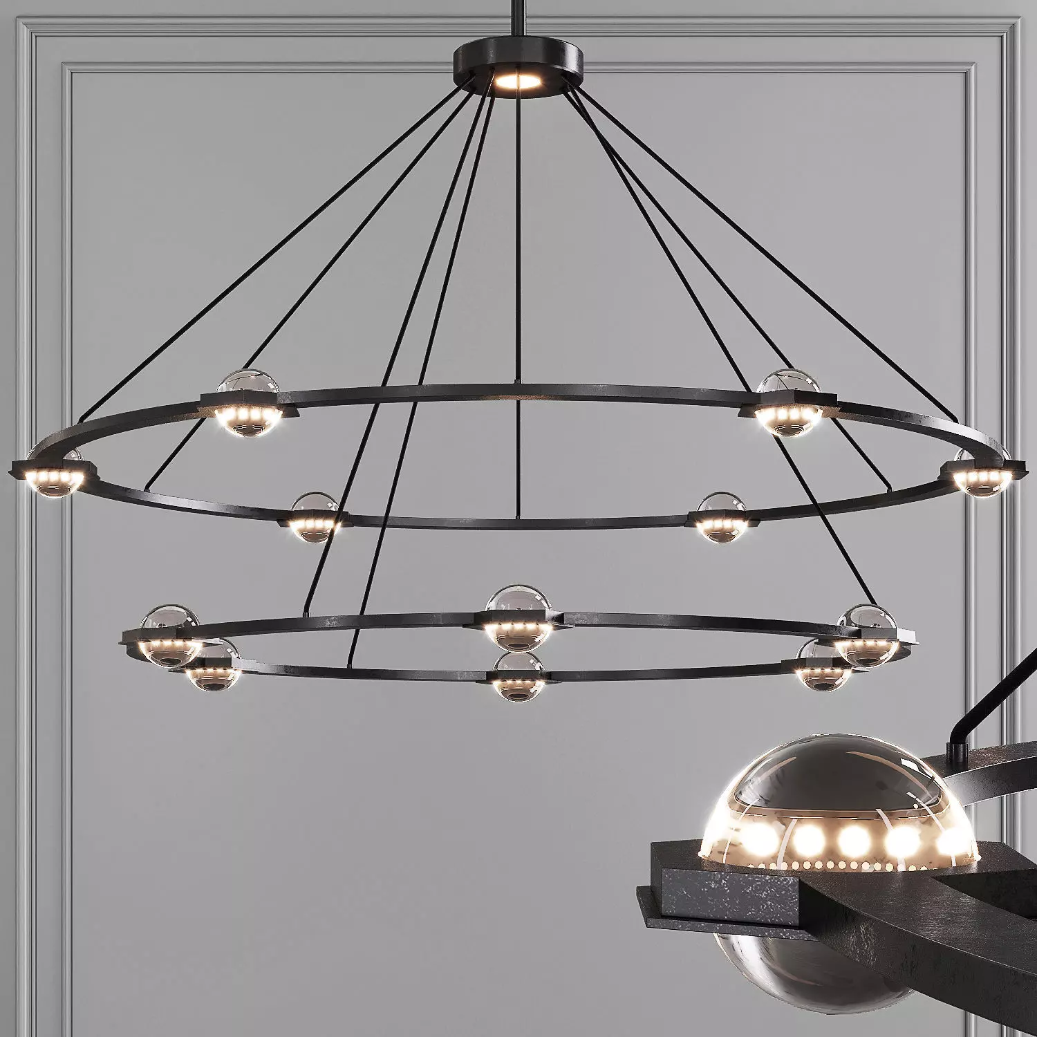 Restoration Hardware ECLATANT ROUND 2-TIER CHANDELIER 60 Black 3D model_0