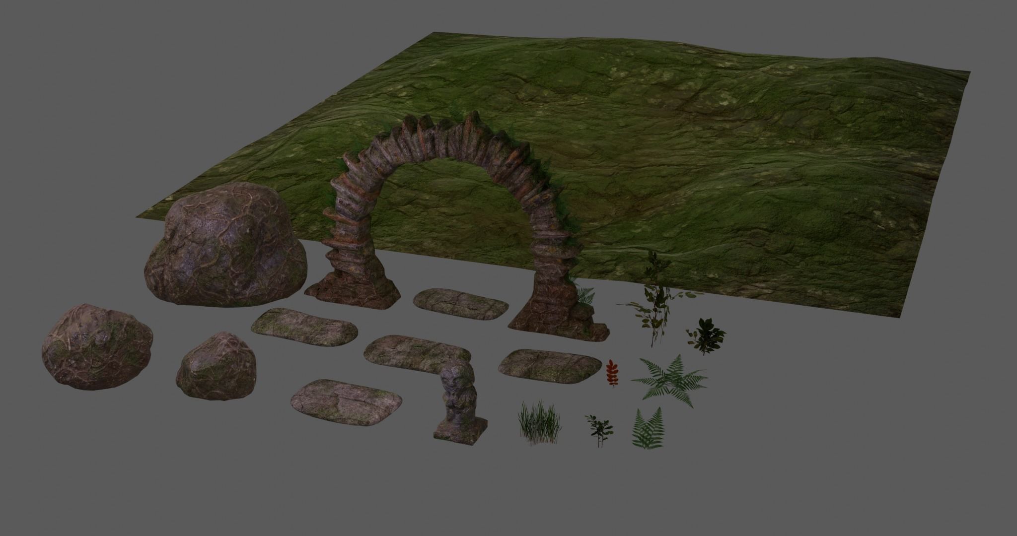 Stone arch - PBR Asset Kit Low-poly 3D model_13