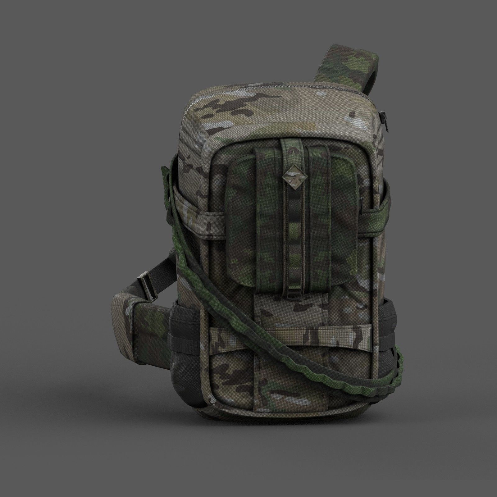 Backpack military combat soldier armor scifi fantasy 3d human  Low-poly 3D model_2