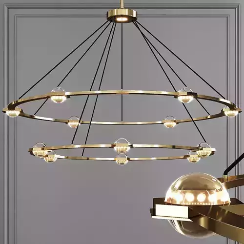 Restoration Hardware ECLATANT ROUND 2-TIER CHANDELIER 60 Brass
