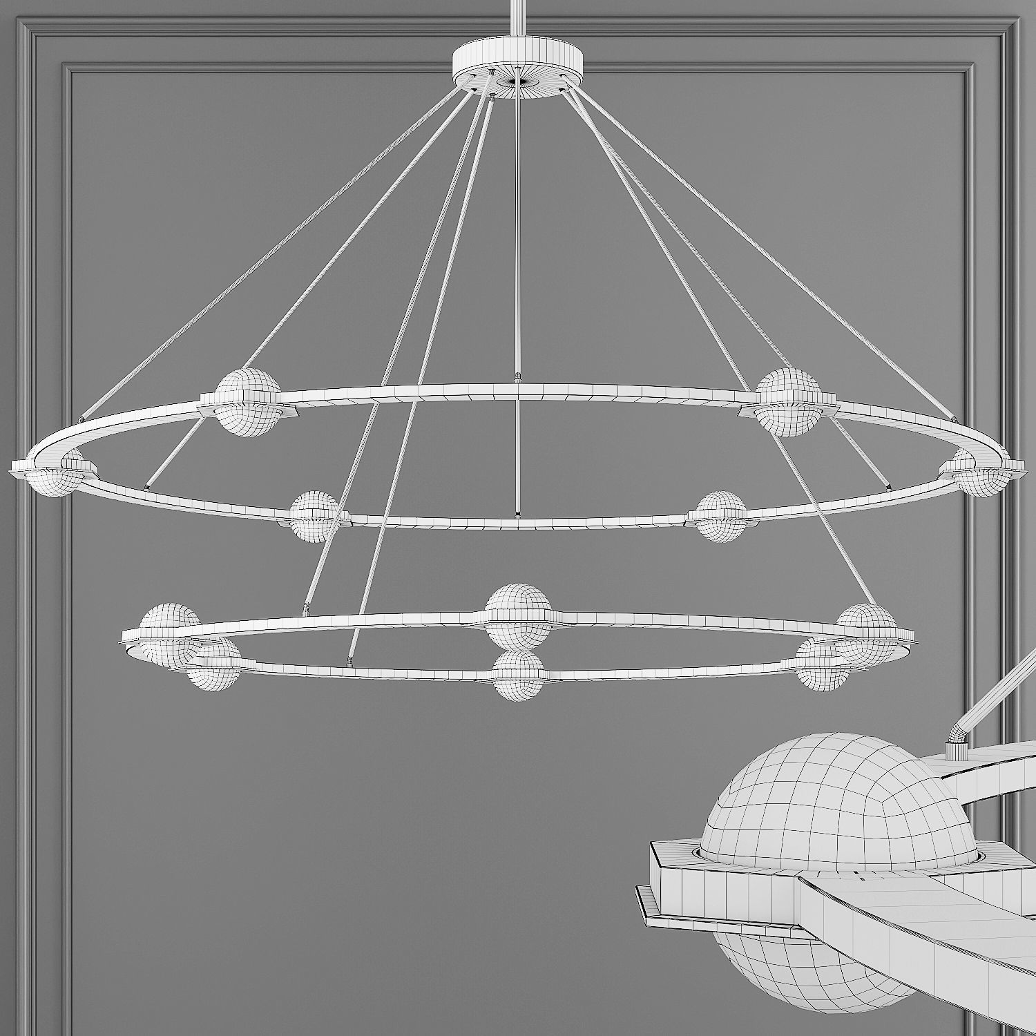 Restoration Hardware ECLATANT ROUND 2-TIER CHANDELIER 60 Nickel 3D model_1