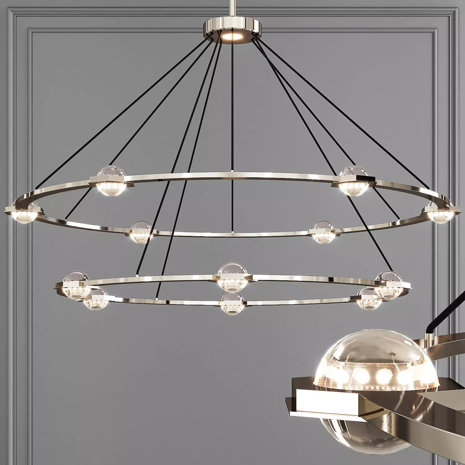 Restoration Hardware ECLATANT ROUND 2-TIER CHANDELIER 60 Nickel 3D model_0