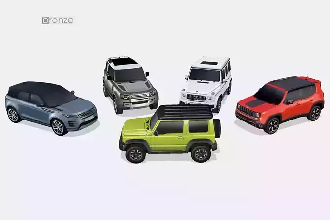 Off-road SUV 5 car colection 3D Model Collection