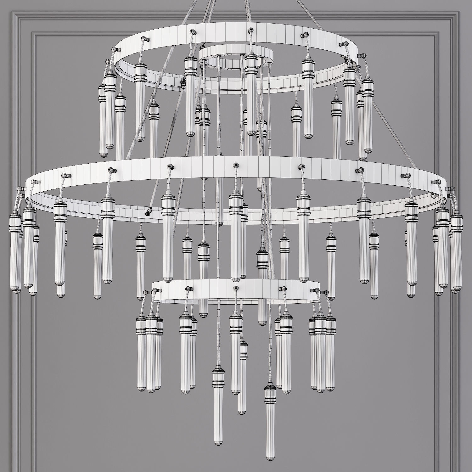 Restoration Hardware AXIS 3-TIER CHANDELIER 60 Black 3D model_1
