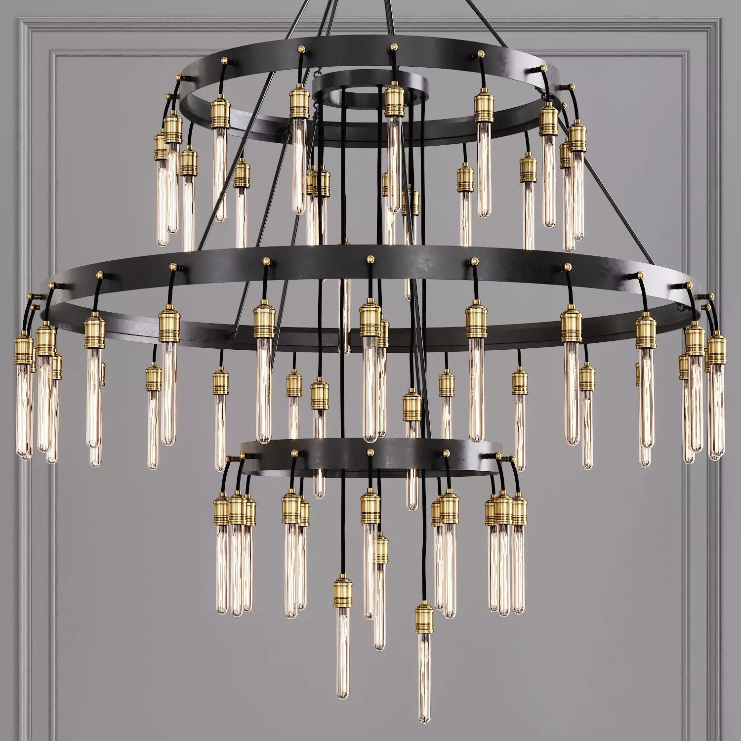 Restoration Hardware AXIS 3-TIER CHANDELIER 60 Black 3D model_0