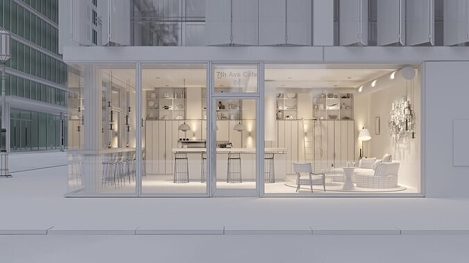 Interior Scene 01 - Cafe Bar - 3D Interior 3D model 4