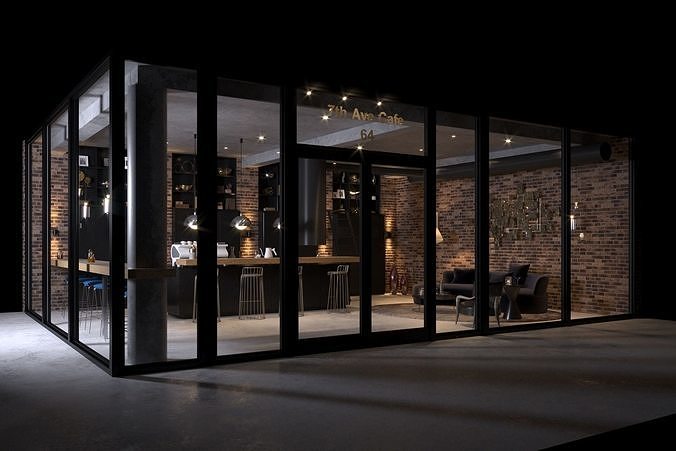 Interior Scene 01 - Cafe Bar - 3D Interior 3D model 7