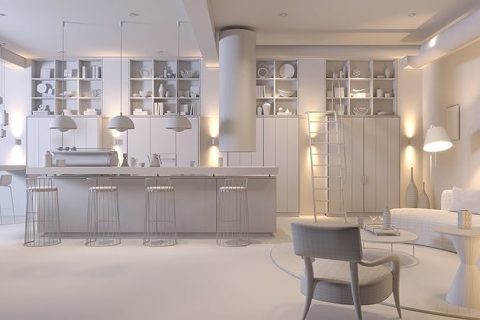 Interior Scene 01 - Cafe Bar - 3D Interior 3D model 6