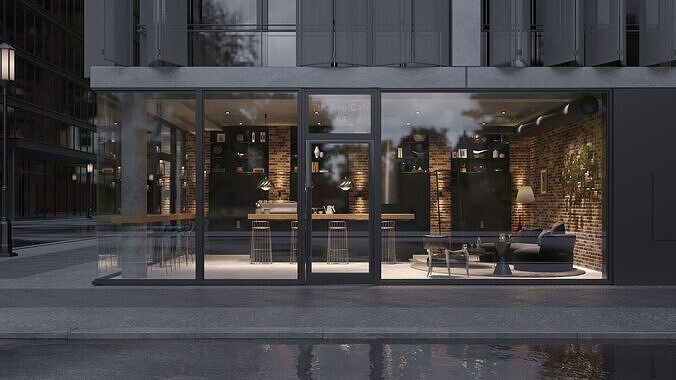 Interior Scene 01 - Cafe Bar - 3D Interior 3D model 2