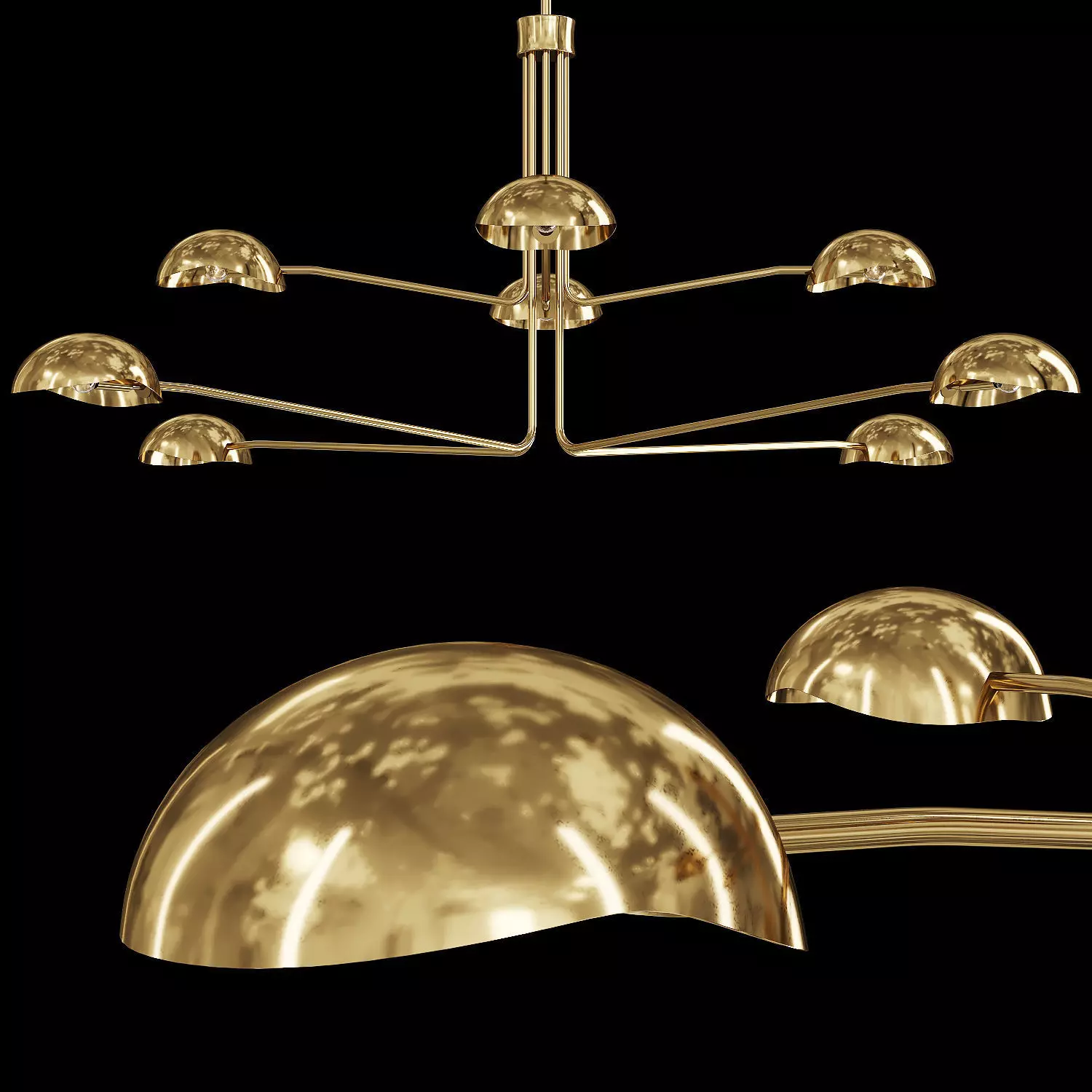Restoration Hardware CONVESSI CHANDELIER ROUND 72 Brass 3D model_0