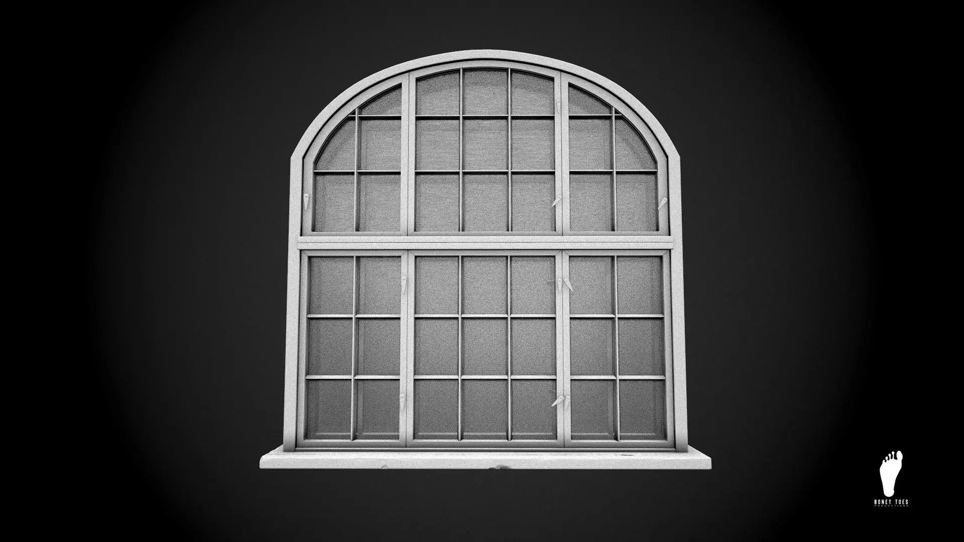 3D Arched Window - High Poly 3D model_0