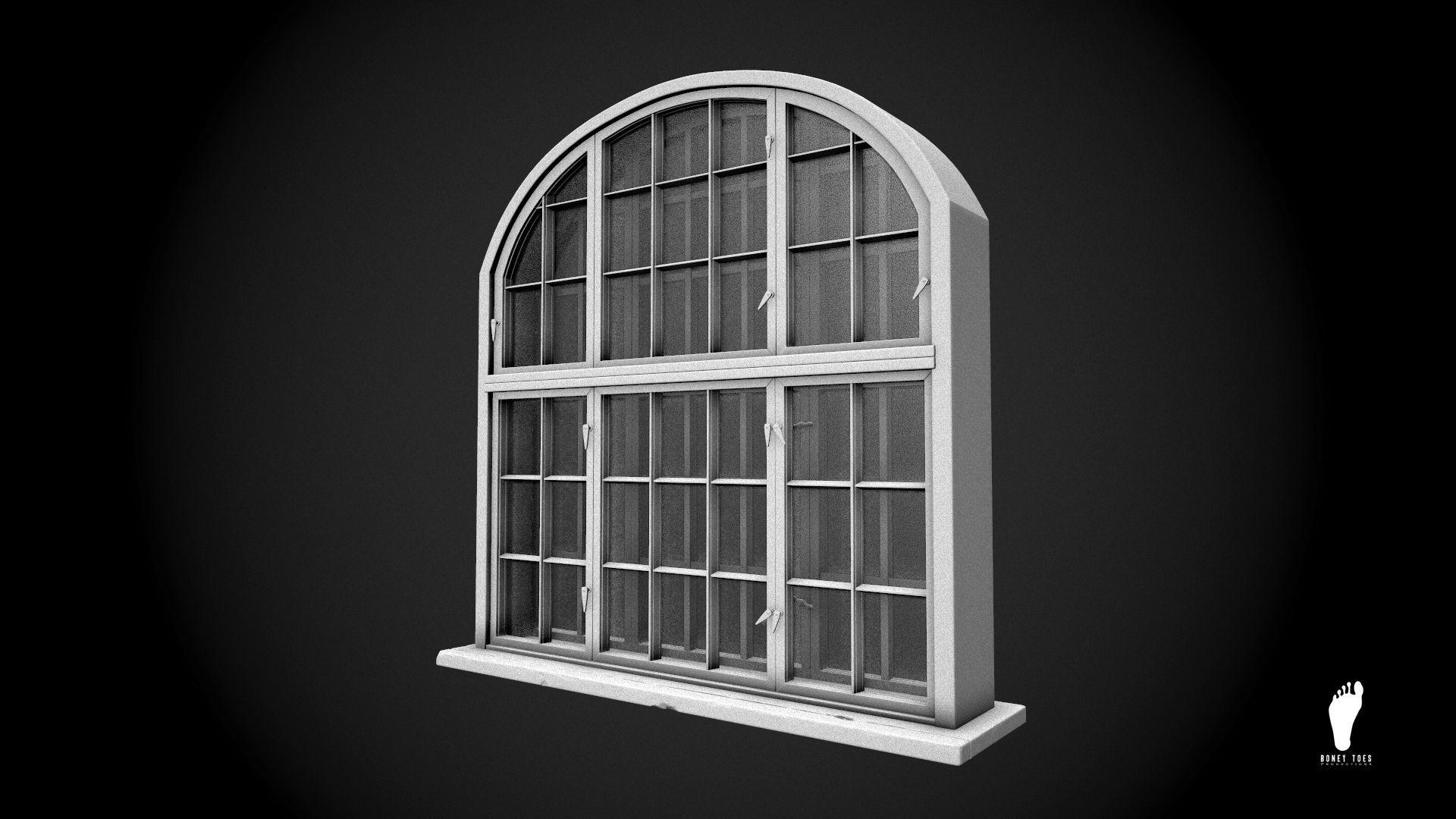3D Arched Window - High Poly 3D model_2
