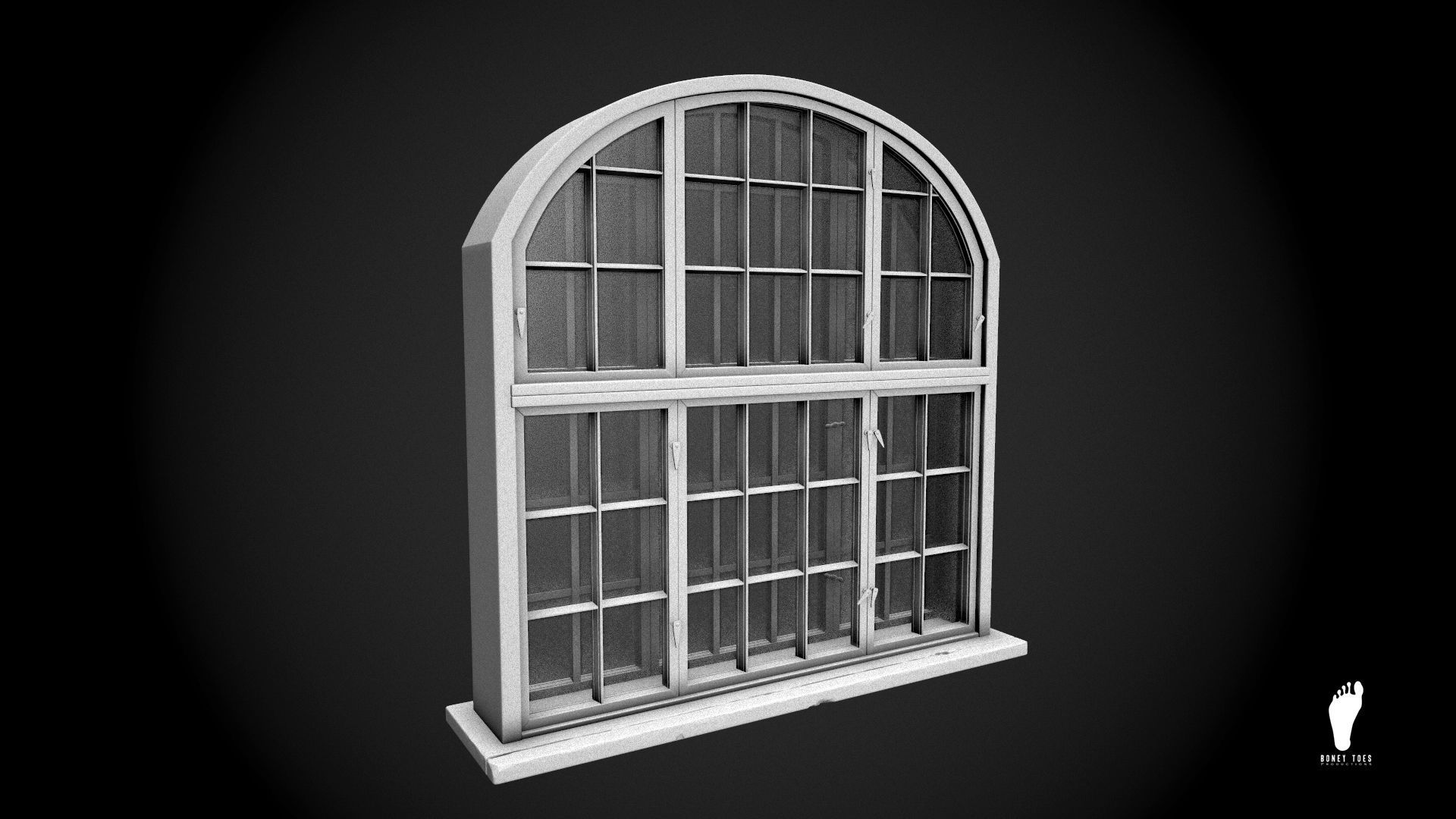 3D Arched Window - High Poly 3D model_1