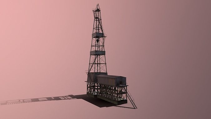 Tower02 oil rig Low-poly 3D model