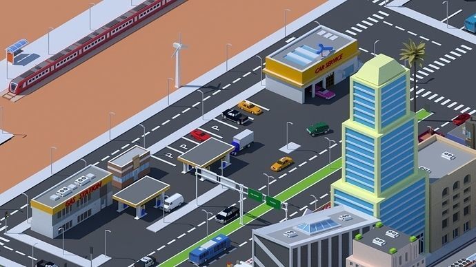 Low Poly City Low-poly 3D model_16