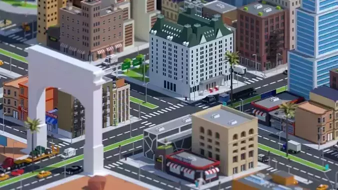 Low Poly City Low-poly 3D model
