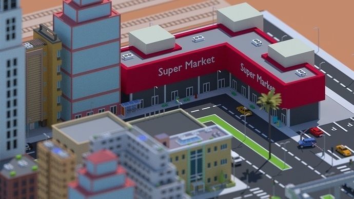 Low Poly City Low-poly 3D model_14