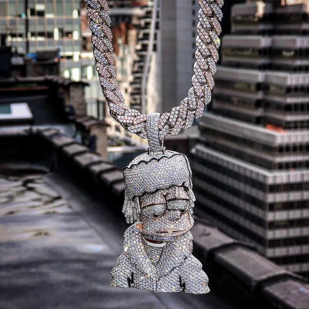 Hip Hop Style Diamond Cartoon Face Fine Pendant Wiz Khalifa 3D model_1